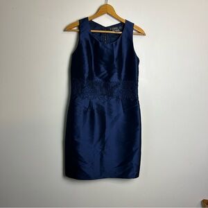 PER SE Sheath Dress Navy Blue Mother of the bride size 4 old Money